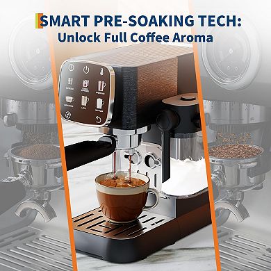 20 Bar Professional Espresso Machine Compact, Espresso Machine with Milk Frother and Touchscreen