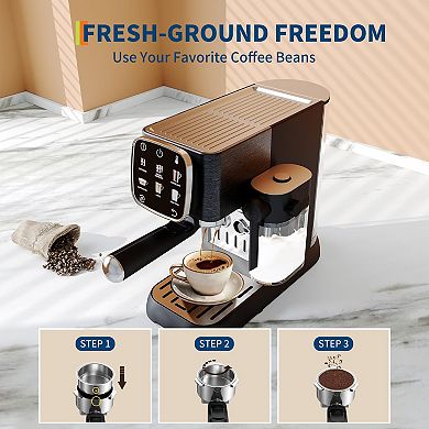 20 Bar Professional Espresso Machine Compact, Espresso Machine with Milk Frother and Touchscreen