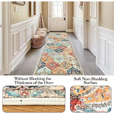 Vintage Farmhouse Floral Accent Rugs with Non-Slip Backing,Washable