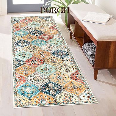 Vintage Farmhouse Floral Accent Rugs with Non-Slip Backing,Washable