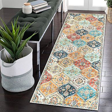Vintage Farmhouse Floral Accent Rugs with Non-Slip Backing,Washable