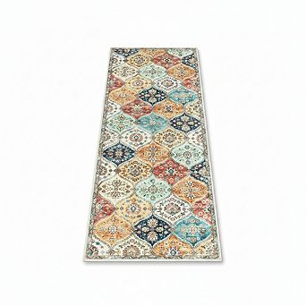 Vintage Farmhouse Floral Accent Rugs with Non-Slip Backing,Washable