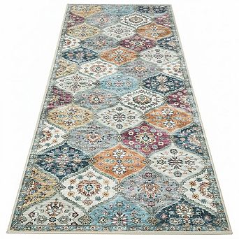 Vintage Farmhouse Floral Accent Rugs with Non-Slip Backing,Washable