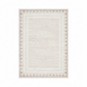 Geometric Bordered Printed Area Rugs,Non Slip Stain Resistant Low Pile Rug