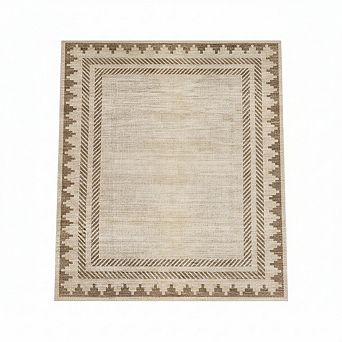 Geometric Bordered Printed Area Rugs,Non Slip Stain Resistant Low Pile Rug