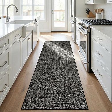 Braided Printed Area Rugs,Rubber Backing,Non Shedding Low Pile