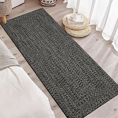 Braided Printed Area Rugs,Rubber Backing,Non Shedding Low Pile
