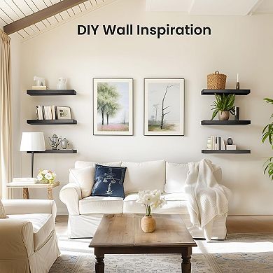Set of 3 Floating Wall Shelf Sets with Invisible Brackets Multi-Room Set