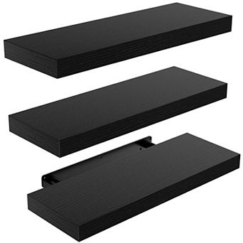 Set of 3 Floating Wall Shelf Sets with Invisible Brackets Multi-Room Set