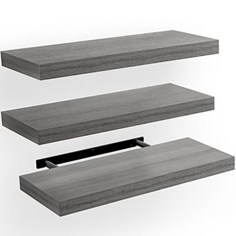 Set of 3 Floating Wall Shelf Sets with Invisible Brackets Multi-Room Set