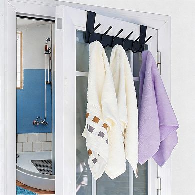 Over Door 6-Hook Rack for Towels Coats No Drill 1 Pack