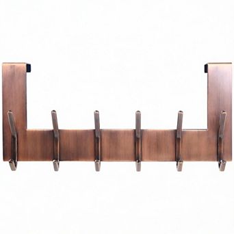 Over Door 6-Hook Rack for Towels Coats No Drill 1 Pack