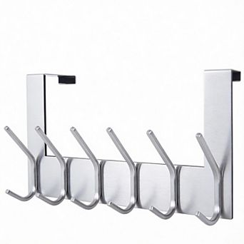 Over Door 6-Hook Rack for Towels Coats No Drill 1 Pack