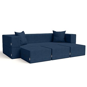 Jaxx Zipline Convertible Sleeper Sofa & Ottomans California King-Size Bed, Microvelvet