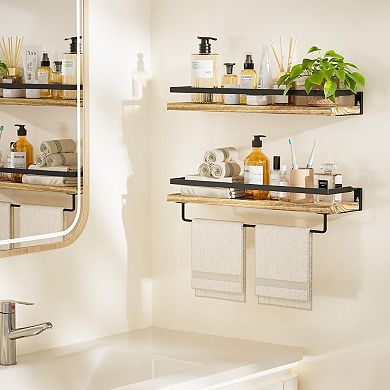 Floating Towel Bar With Shelf Bathroom Kitchen Bedroom 2pc