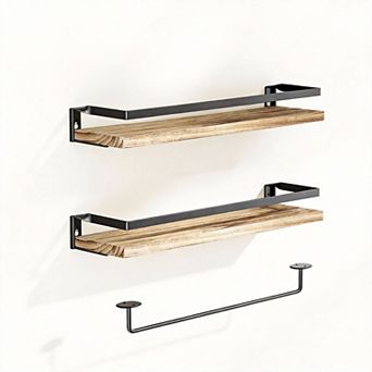 Floating Towel Bar With Shelf Bathroom Kitchen Bedroom 2 pc
