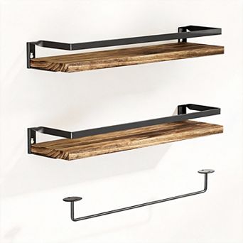 Floating Towel Bar With Shelf Bathroom Kitchen Bedroom 2 pc