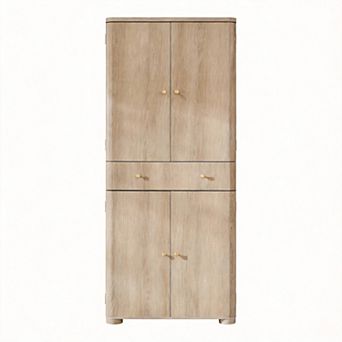 Curved 4-Door Storage Cabinet with Adjustable Shelves