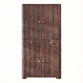Curved 4-Door Storage Cabinet with Adjustable Shelves
