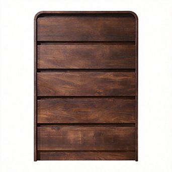 Mid-Century Curved 5-Drawer Vertical Dresser