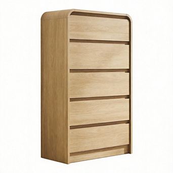 Mid-Century Curved 5-Drawer Vertical Dresser