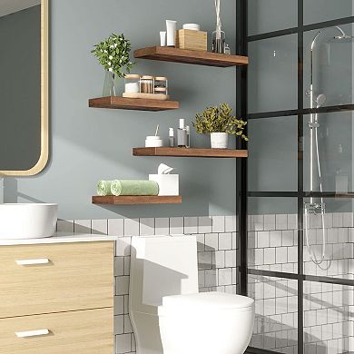 Floating Wall Shelves with Invisible Brackets for Bathroom Kitchen Office