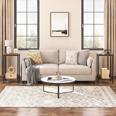 Industrial Tall Side Table Rustic Adjustable Mesh Shelf