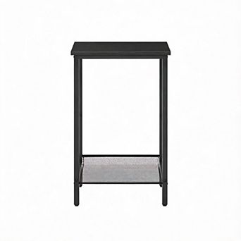 Industrial Tall Side Table Rustic Adjustable Mesh Shelf