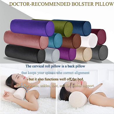 Memory Foam Roll Pillow for Knee Leg Neck Support with Removable Cover
