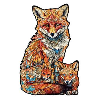 Nestologi Fox and Pup Wooden Puzzle for Adult, Large, 5 Hours to Complete