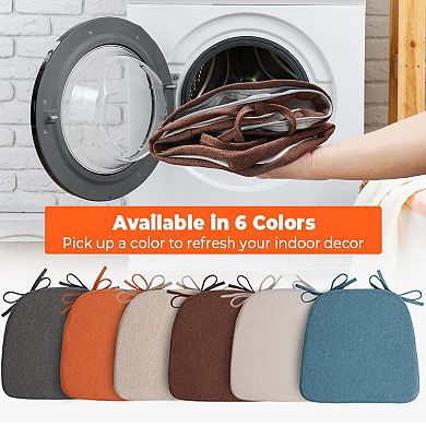 D-Shaped Dining Chair Cushion with Removable Cover and Ties