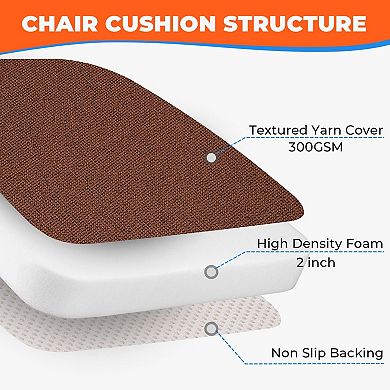 D-Shaped Dining Chair Cushion with Removable Cover and Ties