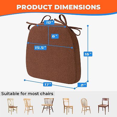 D-Shaped Dining Chair Cushion with Removable Cover and Ties