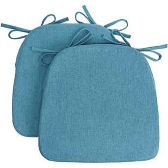 D-Shaped Dining Chair Cushion with Removable Cover and Ties