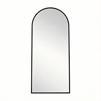 Arched Full Length Mirror with Stand Black Wood Frame 65x22