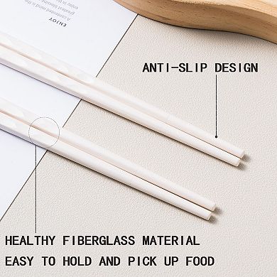 5 Pairs Fiberglass Chopsticks Reusable Dishwasher Safe Non-slip