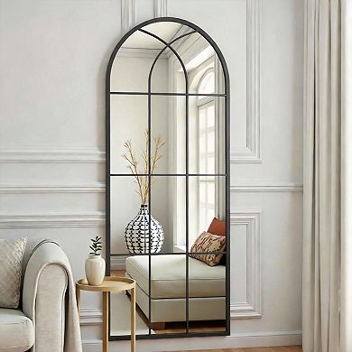 Arched Full Length Window Pane Mirror Wall Mounted Leaning 56"L x 22"W