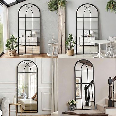 Arched Full Length Window Pane Mirror Wall Mounted Leaning 56"L x 22"W