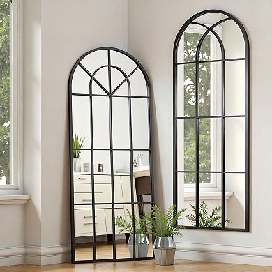 Arched Full Length Window Pane Mirror Wall Mounted Leaning 56"L x 22"W