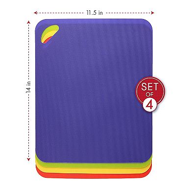 Heavy Duty Grippmat Flexible Cutting Board Set, 4-Piece, 11.5x14" (Blue, Green, Yellow, Red)