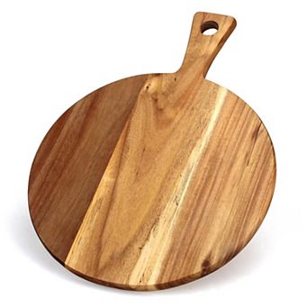 Round Acacia Wood Cutting Board with Handle Large Charcuterie & Serving Platter