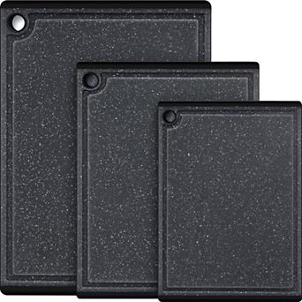 3 pc Large Plastic Cutting Board Set, Dishwasher Safe, Non-Slip Feet & Juice Grooves
