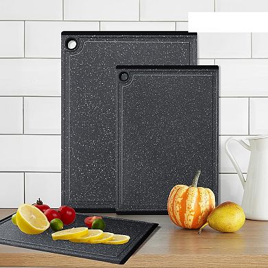 3-Piece Large Plastic Cutting Board Set, Dishwasher Safe, Non-Slip Feet & Juice Grooves