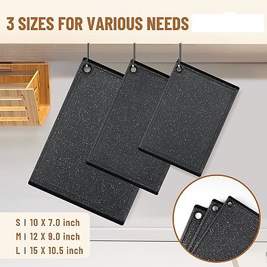 3-Piece Large Plastic Cutting Board Set, Dishwasher Safe, Non-Slip Feet & Juice Grooves