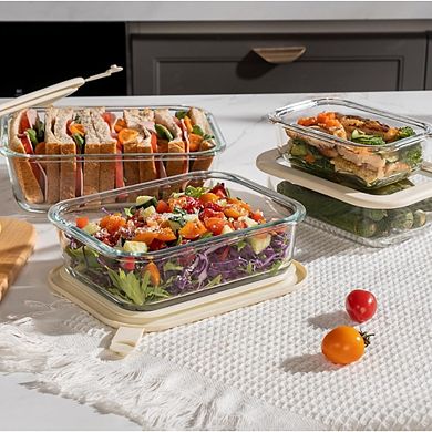 Glass Food Storage Containers with Glass Lids, Airtight, Microwave Safe, 4-Pack