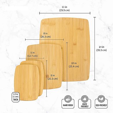 Cutting & Charcuterie Set, 4-Piece, Reversible, Assorted Sizes, for Cheese & Meats