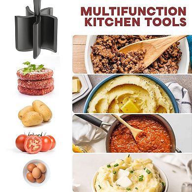 Premium Heat-Resistant Meat Chopper & Burger Grinder for Ground Beef, Nylon Potato Mix Tool