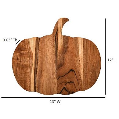 Pumpkin Shaped Wooden Cutting Board with Handle, 12x13 Inch Charcuterie & Serving Platter
