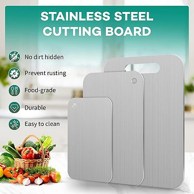 3-Piece Stainless Steel Cutting Board Set, Non-Stick, Dishwasher Safe, Warp Proof