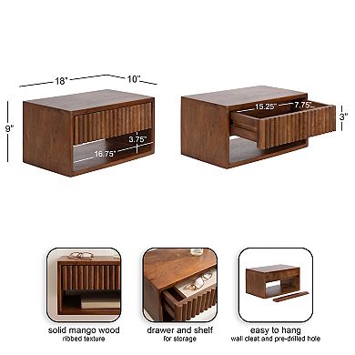 Reid Floating Wood Side Table with Open Storage